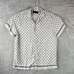 Abercrombie & Fitch Shirt Men's XL White/Black Retro Muscle Casual Button Down
